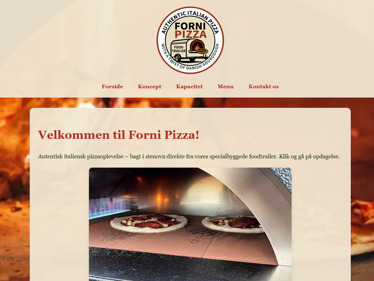 Forhåndsvisning af Forni Pizza Foodtrailer hjemmeside