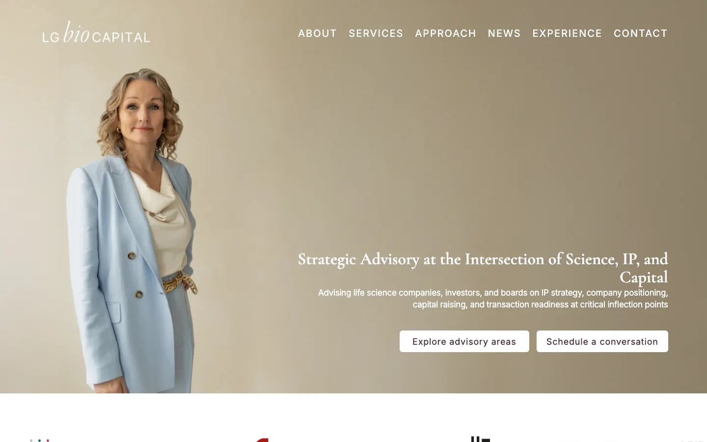 Screenshot of the LG Bio Capital Partners website