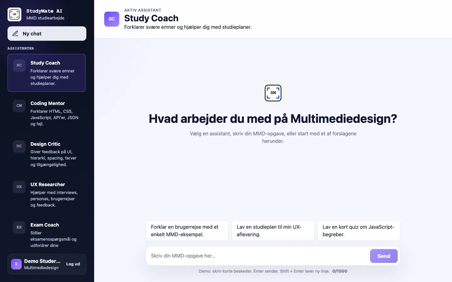 Screenshot of the StudyMate AI dashboard prototype